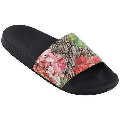 gucci flower sliders|gucci floral slides size 8.